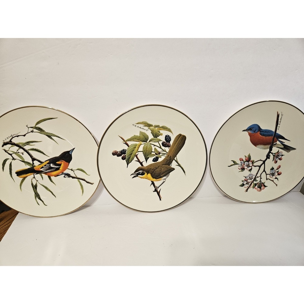 Vintage Avon North American Songbird Special Edition 3 Plate Set 10.5 Inches.